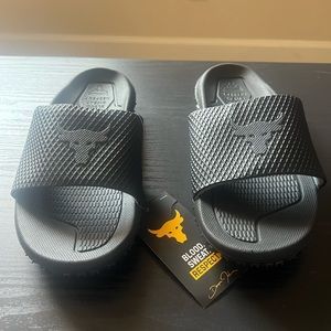 Under Armour Men's Project Rock Slides Sandals Size 8 Black Gray 3025237-001